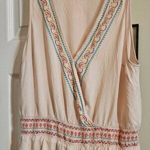 Flying tomato lined lightweight short romper Beige Colorful Aztec design L